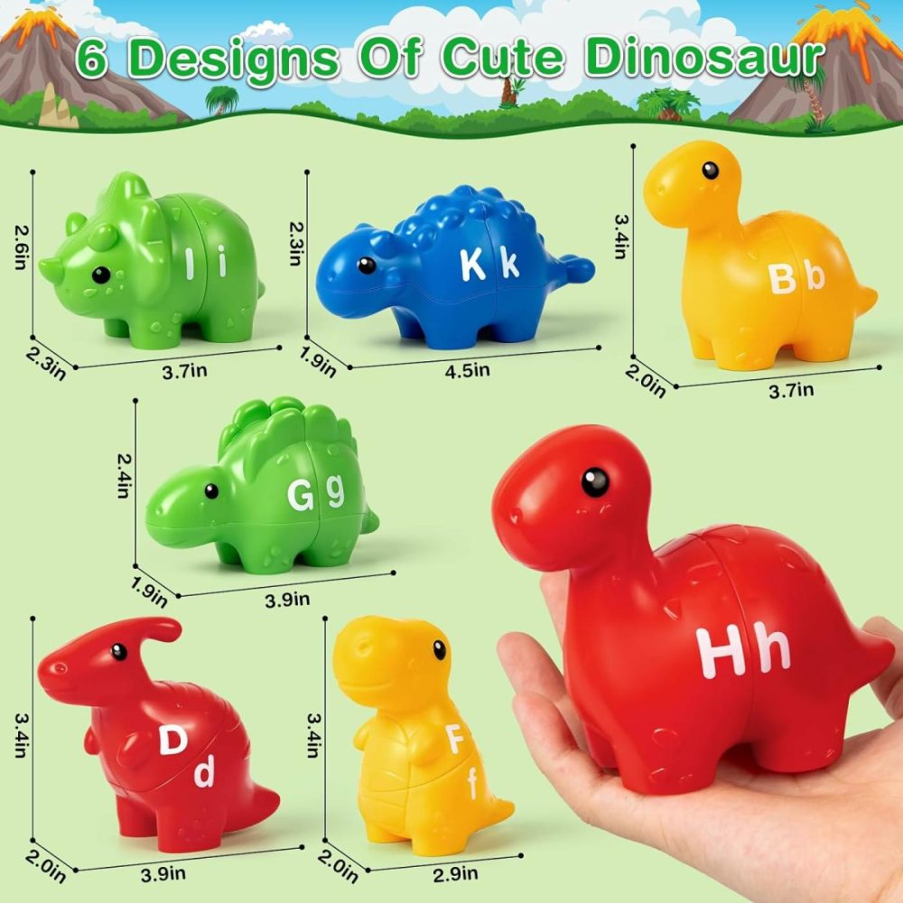 Dinosaur Alphabet Learning Toy For Toddler Age 1  2  3 Year Old  26 Pcs Double-Sided Abc Dinosaur Matching Game  Montessori Preschool Educational Toy For Boys & Girls 18+ Months  |  Sorting & Stacking Toys All Toys Sorting & Stacking Toys