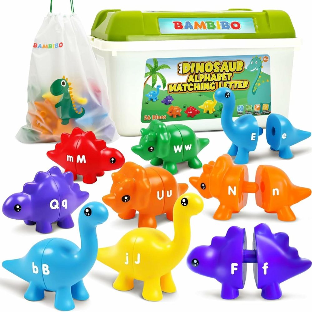 Dinosaur Alphabet Learning Toys – 52Pcs In Storage Box | 26 Double Sided Dino Matching Toys | Matching Dinosaur Toys For Toddlers | Kindergarten Toys | Preschool Classroom Toddler Dinosaur Toy  |  Sorting & Stacking Toys All Toys Sorting & Stacking Toys