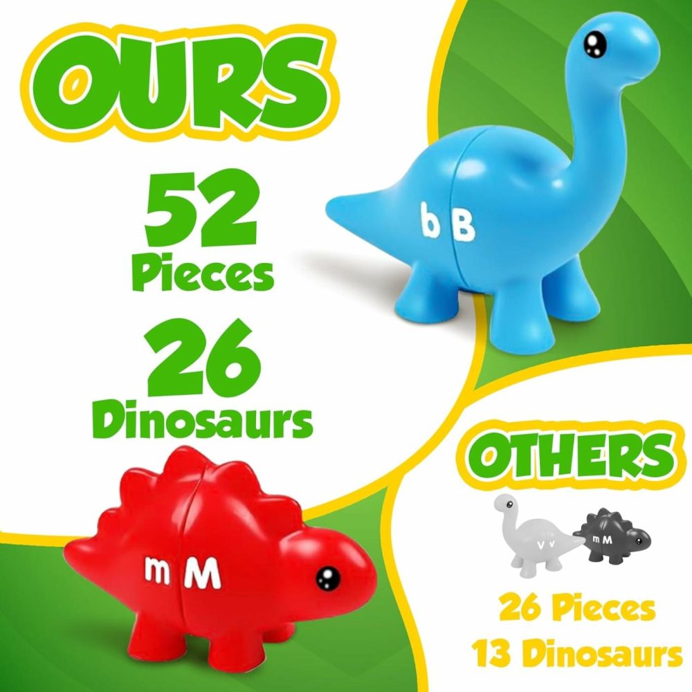 Dinosaur Alphabet Learning Toys – 52Pcs In Storage Box | 26 Double Sided Dino Matching Toys | Matching Dinosaur Toys For Toddlers | Kindergarten Toys | Preschool Classroom Toddler Dinosaur Toy  |  Sorting & Stacking Toys All Toys Sorting & Stacking Toys