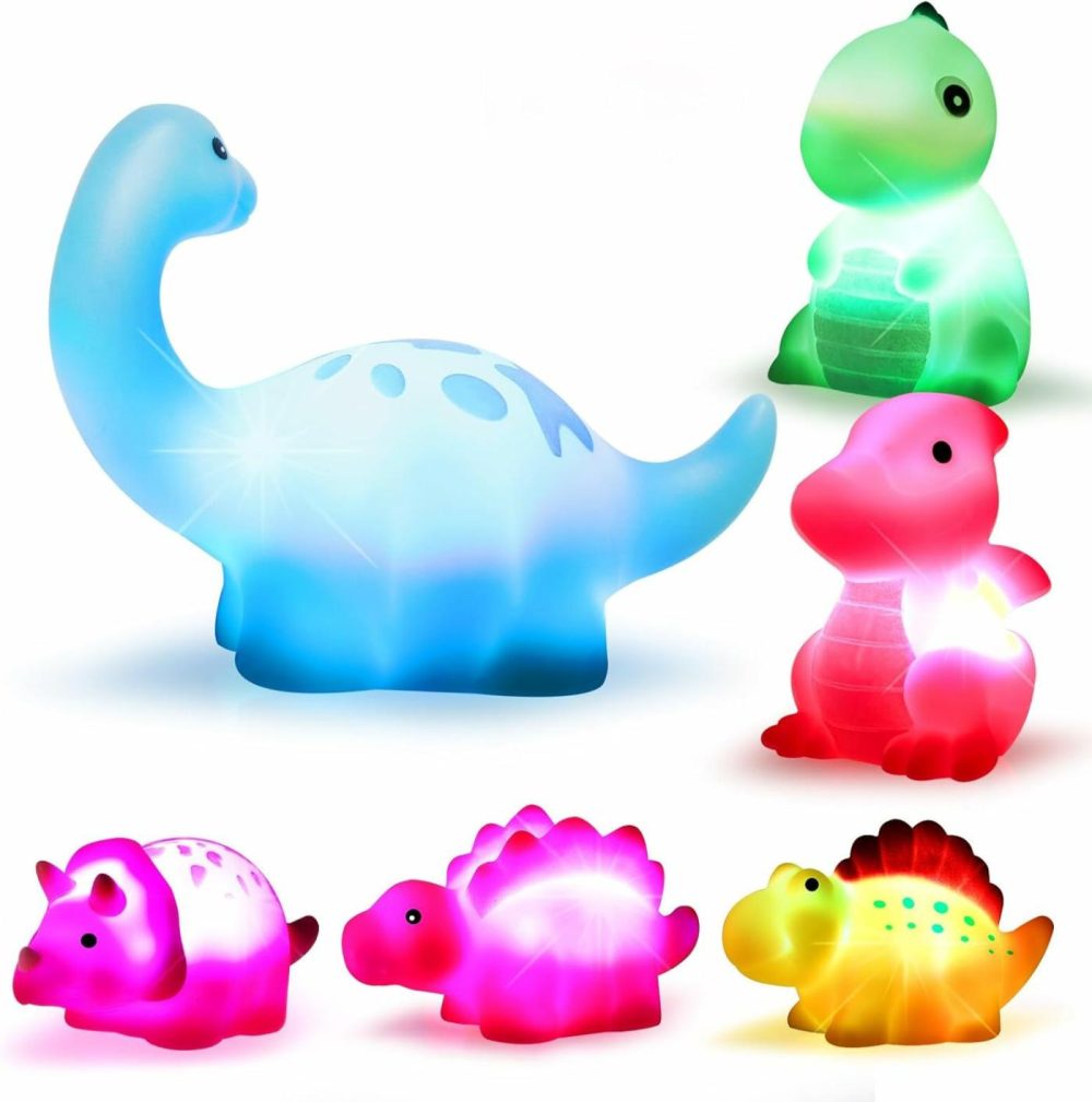 Dinosaur Bath Toys Light-Up  6 Packs Floating Bath Toys Set For Baby Toddlers Kids In Birthday Easter Christmas Shower Pool Bath Toys Boys Girls Children Preschool Bathtub Bathroom  |  Bath Toys All Toys Bath Toys