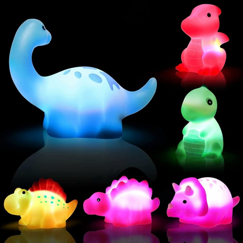 Dinosaur Bath Toys Light-Up  6 Packs Floating Bath Toys Set For Baby Toddlers Kids In Birthday Easter Christmas Shower Pool Bath Toys Boys Girls Children Preschool Bathtub Bathroom  |  Bath Toys All Toys Bath Toys