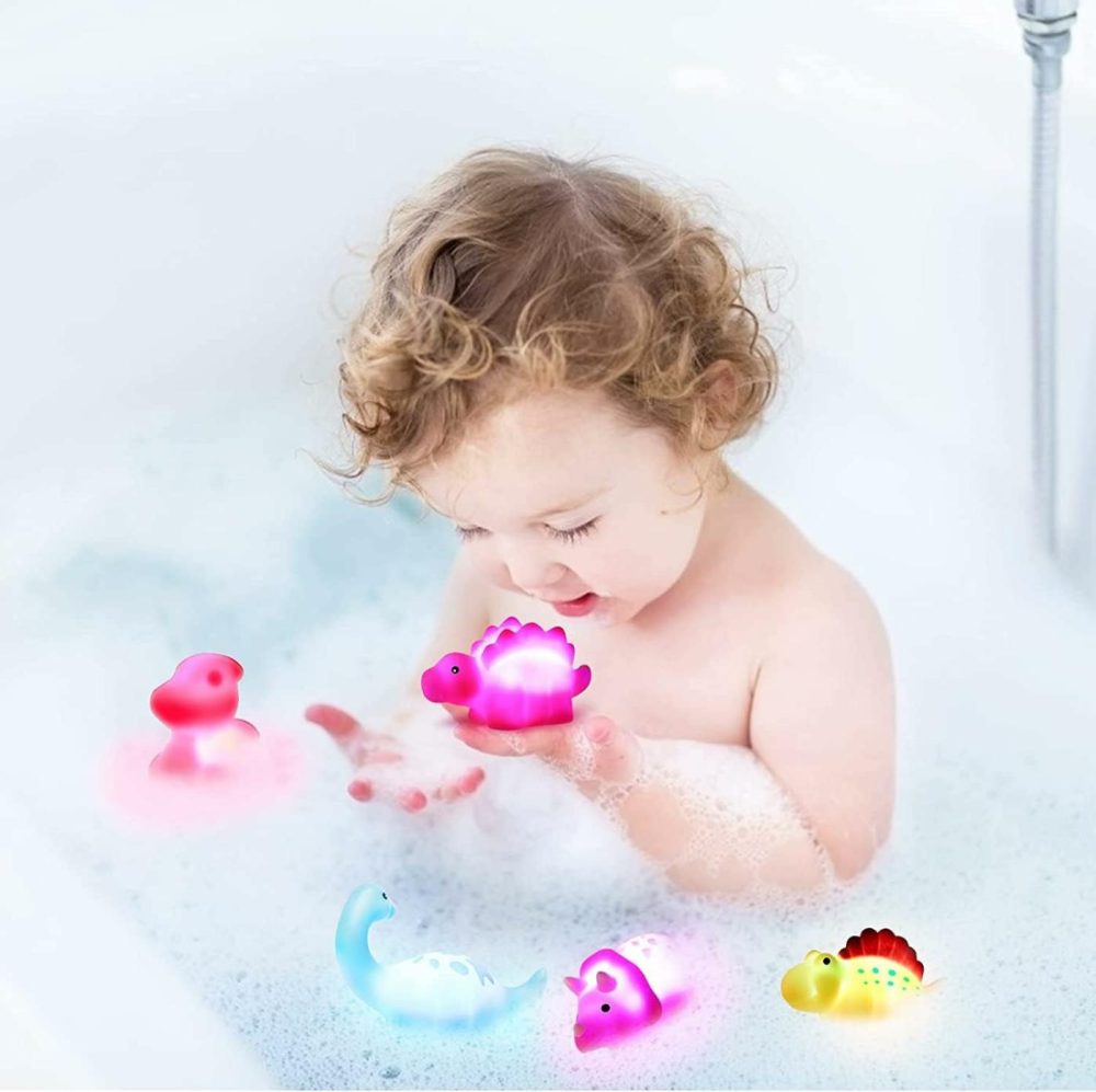 Dinosaur Bath Toys Light-Up  6 Packs Floating Bath Toys Set For Baby Toddlers Kids In Birthday Easter Christmas Shower Pool Bath Toys Boys Girls Children Preschool Bathtub Bathroom  |  Bath Toys All Toys Bath Toys