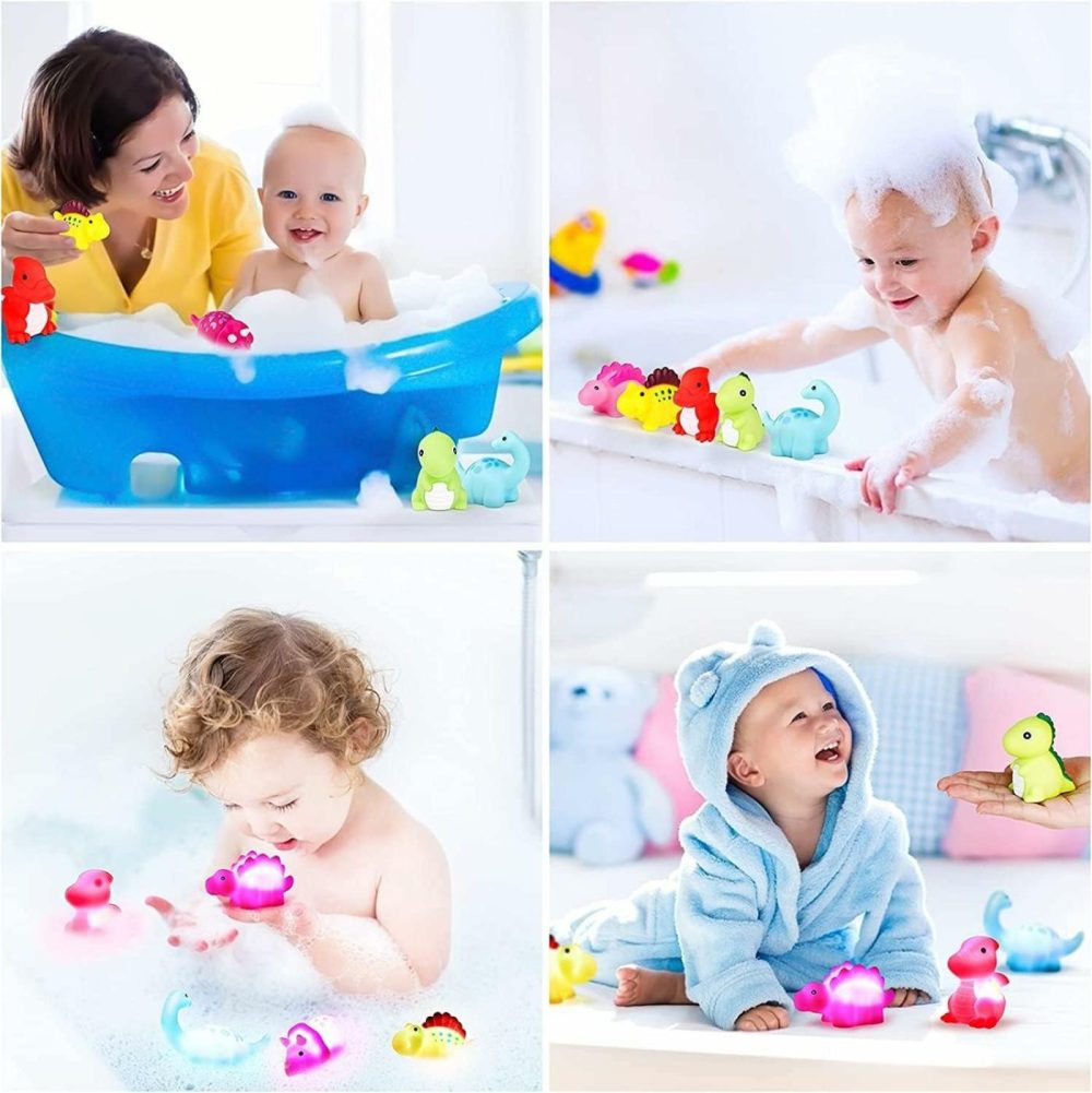 Dinosaur Bath Toys Light-Up  6 Packs Floating Bath Toys Set For Baby Toddlers Kids In Birthday Easter Christmas Shower Pool Bath Toys Boys Girls Children Preschool Bathtub Bathroom  |  Bath Toys All Toys Bath Toys