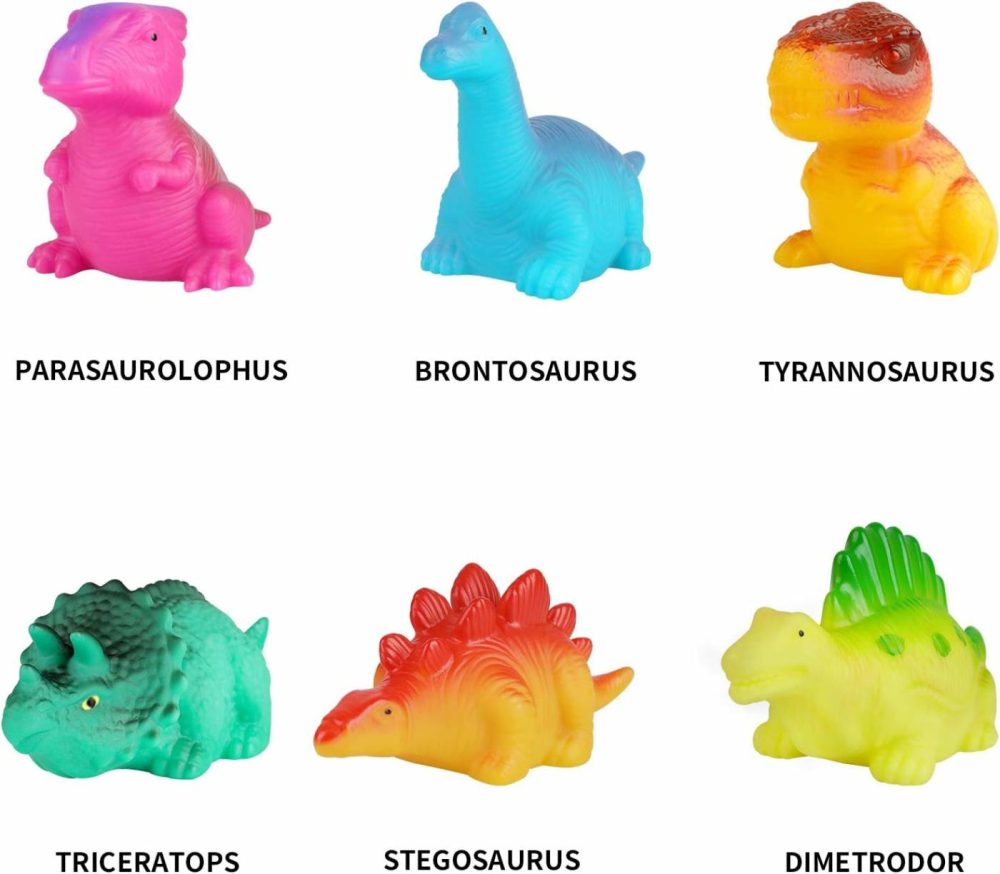 Dinosaur Bath Toys Light Up Floating Rubber Toys(6 Packs),Flashing Color Changing Light In Water,Baby Infants Kids Toddler Child Preschool Bathtub Bathroom  |  Bath Toys All Toys Bath Toys