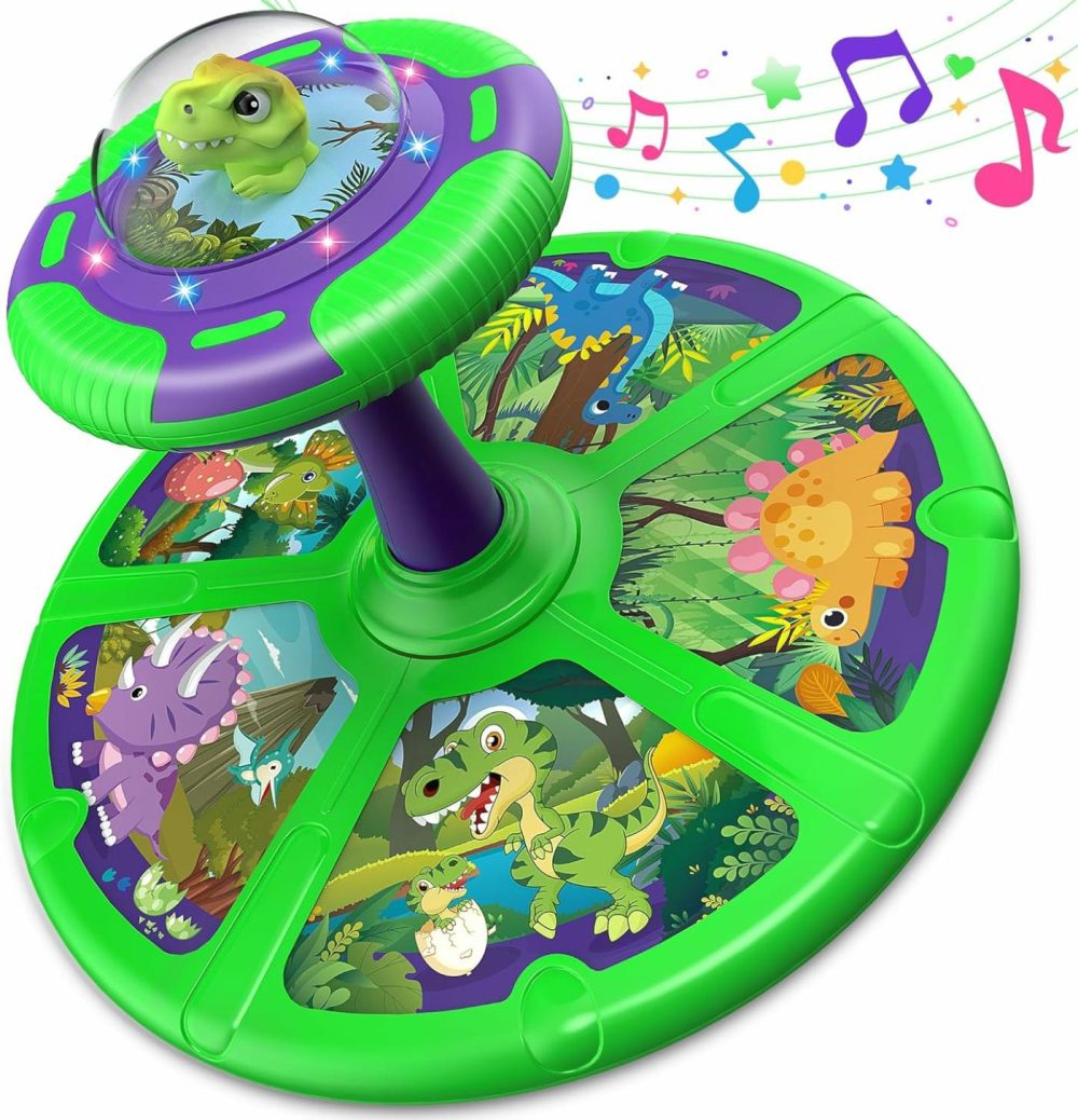 Dinosaur Sit And Spin Toys For Toddlers Boys 1 2 3 Years Old  Birthday Gift For Boys Age 2-4 With Led Lights & Music  360° Spin  |  Musical Toys All Toys Multicolour