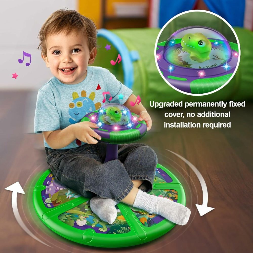 Dinosaur Sit And Spin Toys For Toddlers Boys 1 2 3 Years Old  Birthday Gift For Boys Age 2-4 With Led Lights & Music  360° Spin  |  Musical Toys All Toys Multicolour