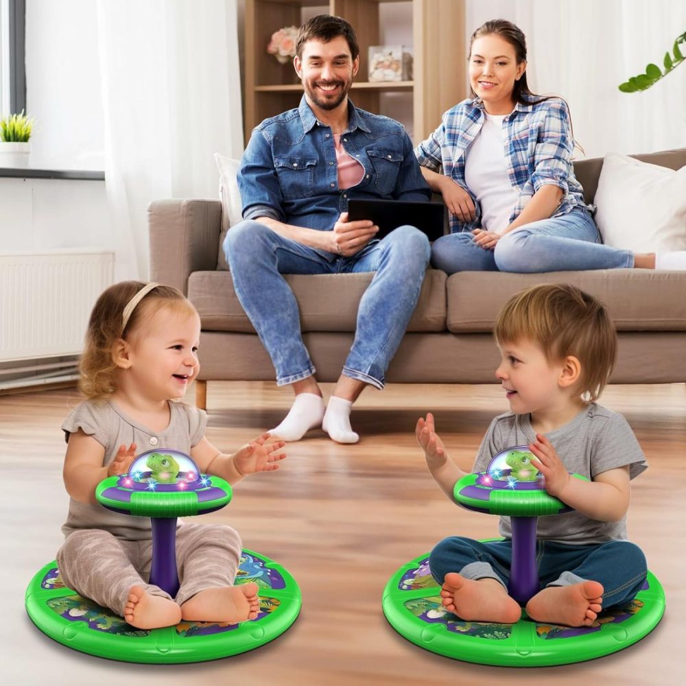 Dinosaur Sit And Spin Toys For Toddlers Boys 1 2 3 Years Old  Birthday Gift For Boys Age 2-4 With Led Lights & Music  360° Spin  |  Musical Toys All Toys Multicolour