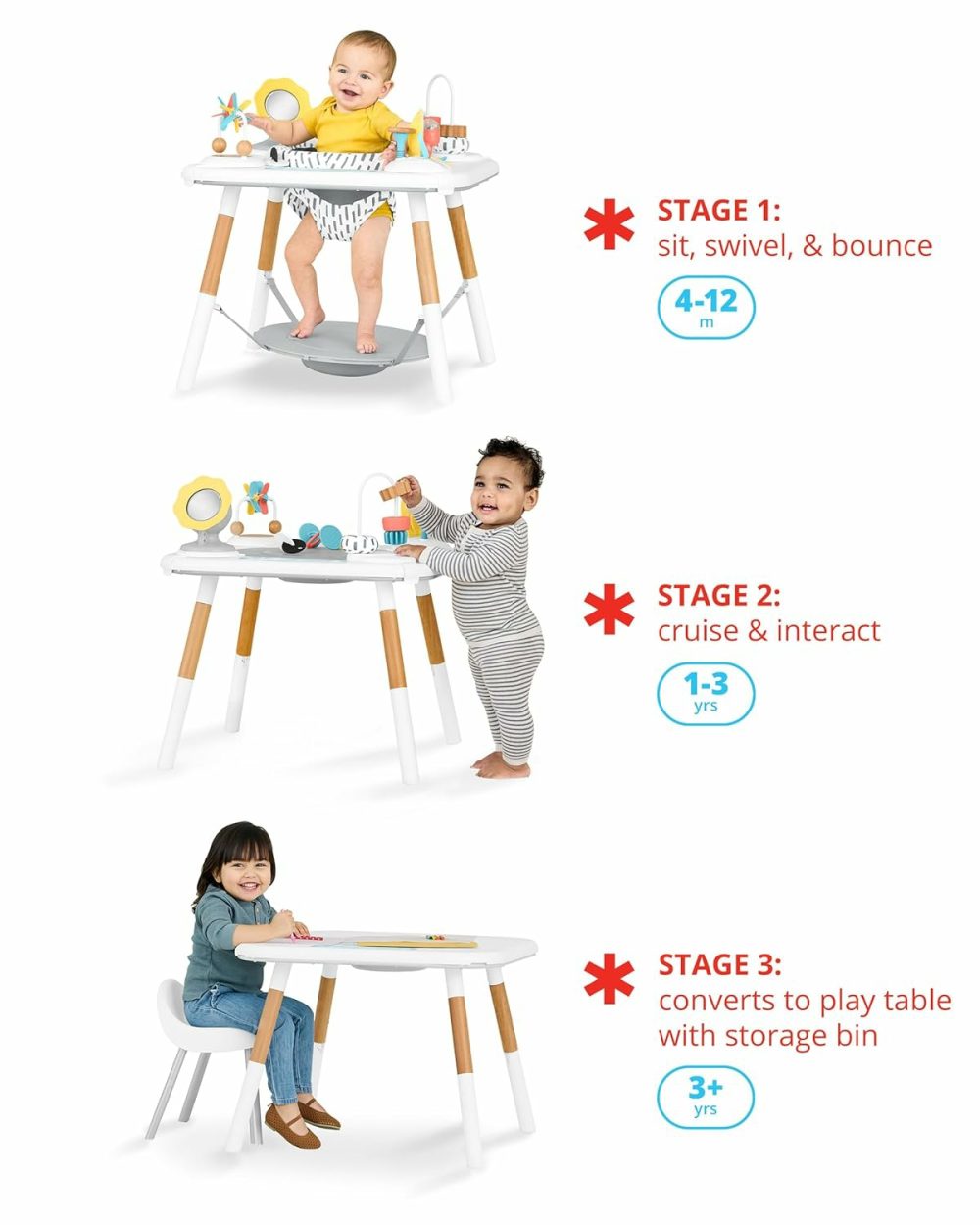 Discoverosity Montessori-Inspired 3-Stage Activity Center & Play Table For Baby Ages 4M+  |  Activity Centers Activity Centers Activity Centers