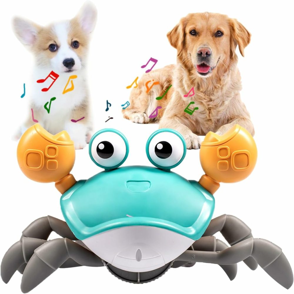 Dog Toys Escaping Crab Crawling Dog Toy With Music Control & Lights  Dancing Crab Dog Toy Obstacle Avoidance Interactive Fun Toys For Puppy/Small/Medium Dogs (Green)  |  Musical Toys All Toys