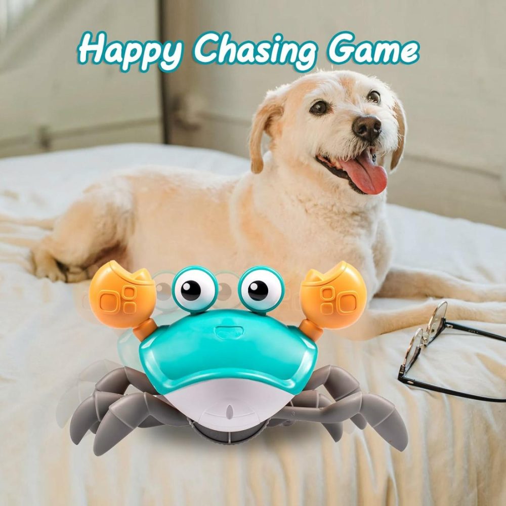 Dog Toys Escaping Crab Crawling Dog Toy With Music Control & Lights  Dancing Crab Dog Toy Obstacle Avoidance Interactive Fun Toys For Puppy/Small/Medium Dogs (Green)  |  Musical Toys All Toys