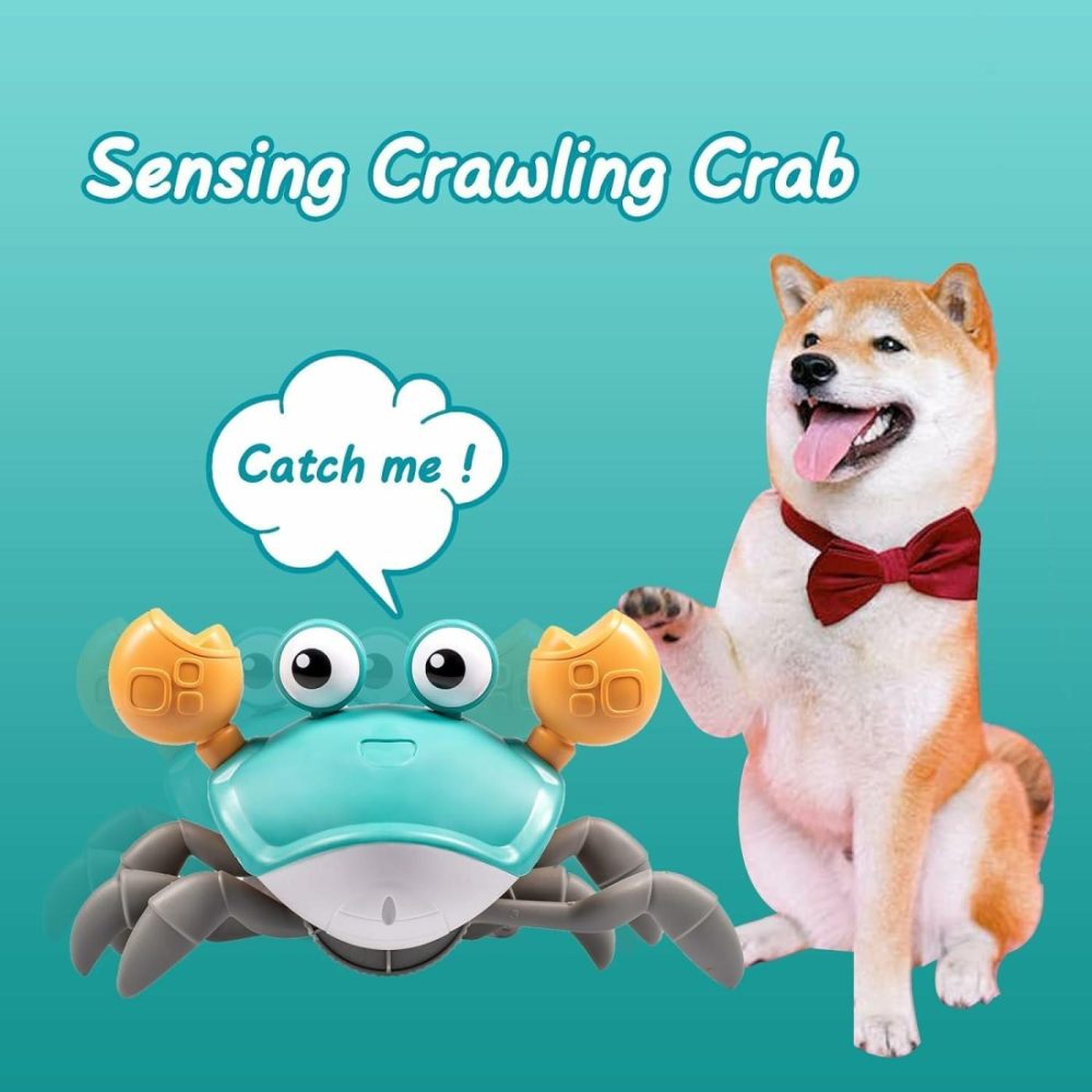 Dog Toys Escaping Crab Crawling Dog Toy With Music Control & Lights  Dancing Crab Dog Toy Obstacle Avoidance Interactive Fun Toys For Puppy/Small/Medium Dogs (Green)  |  Musical Toys All Toys