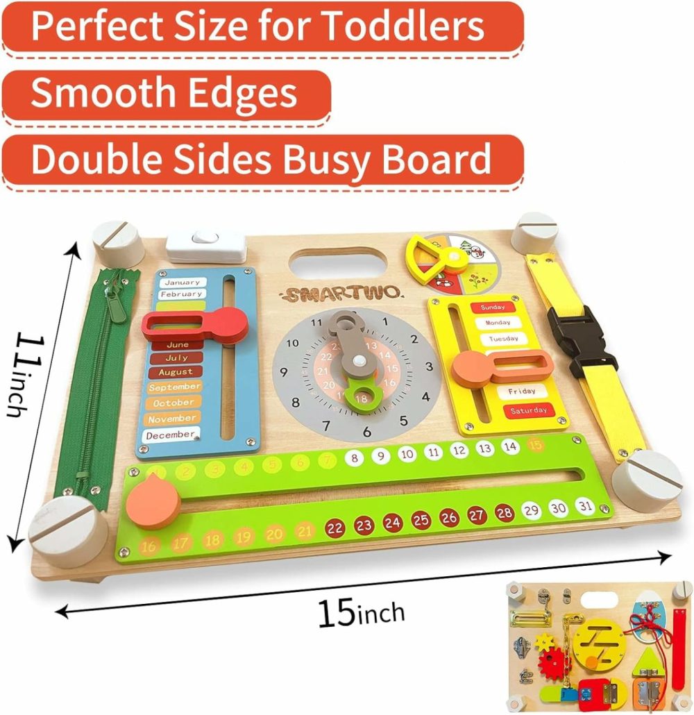 Double-Sided Montessori Busy Board For Toddlers 2-4  Train Ages 1-3 Babies Fine Motor Skills  Toddler Boy Toy Of Sensory Activity Board  Wooden Busy Board For 1+ Year Old Kids Birthday Gift  |  Early Development & Activity Toys All Toys Early Development & Activity Toys