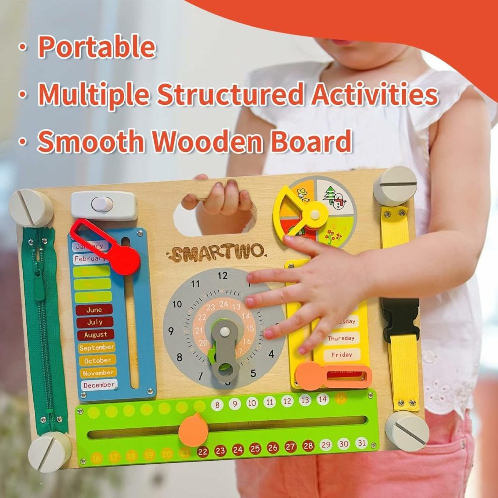 Double-Sided Montessori Busy Board For Toddlers 2-4  Train Ages 1-3 Babies Fine Motor Skills  Toddler Boy Toy Of Sensory Activity Board  Wooden Busy Board For 1+ Year Old Kids Birthday Gift  |  Early Development & Activity Toys All Toys Early Development & Activity Toys