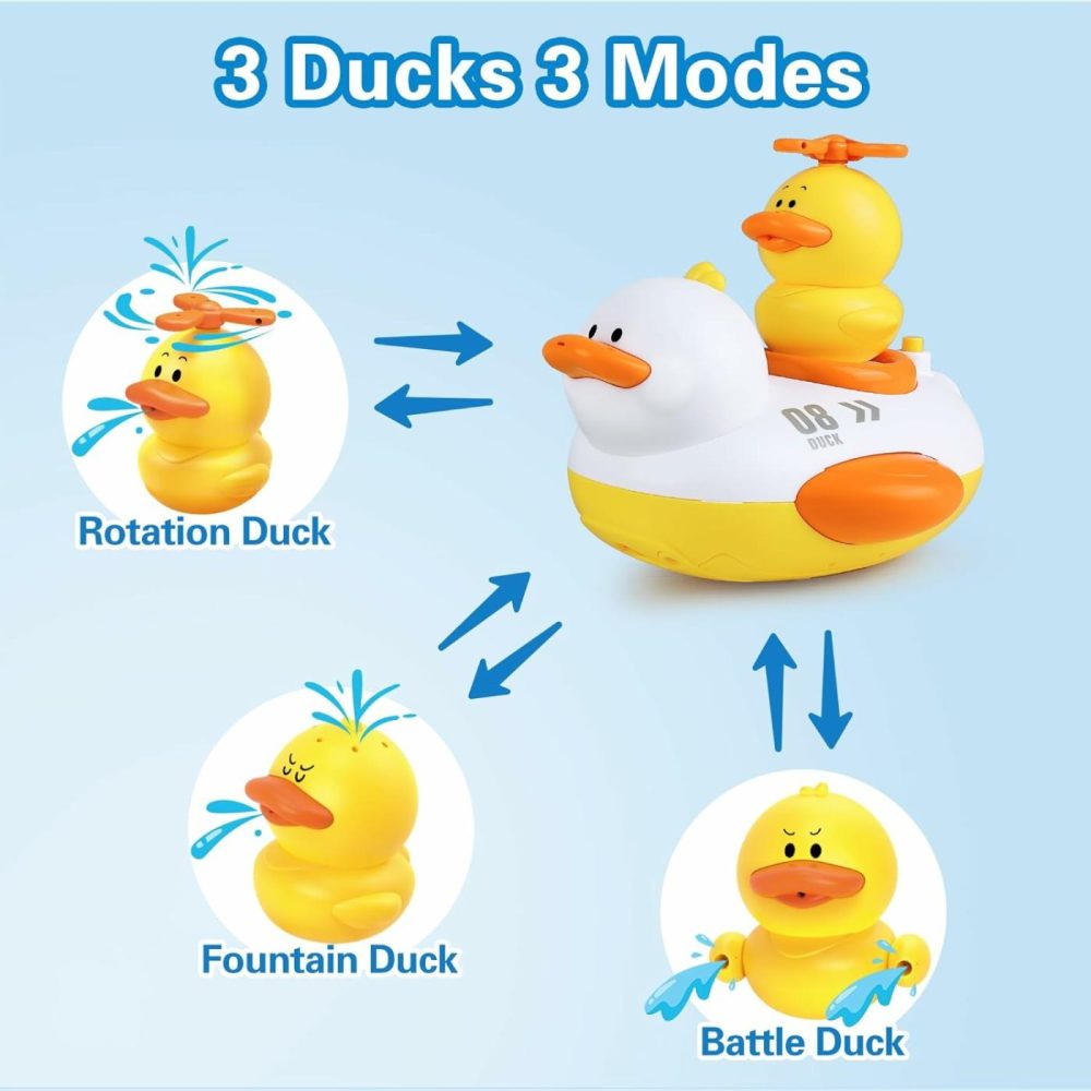 Duck Bath Toys For Toddlers 1-3  Baby Electric Bathtub Water Spray Toy  Infant Fun Bathtime W/ 4 Shower Head Wind Up Swim Duck  Babies Pool Gift 12 18 Month 1 2 3 4 Year Old Kid Boy Girl  |  Bath Toys All Toys Bath Toys