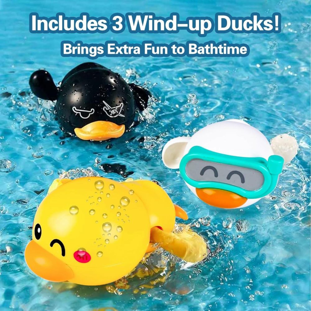 Duck Bath Toys For Toddlers 1-3  Baby Electric Bathtub Water Spray Toy  Infant Fun Bathtime W/ 4 Shower Head Wind Up Swim Duck  Babies Pool Gift 12 18 Month 1 2 3 4 Year Old Kid Boy Girl  |  Bath Toys All Toys Bath Toys