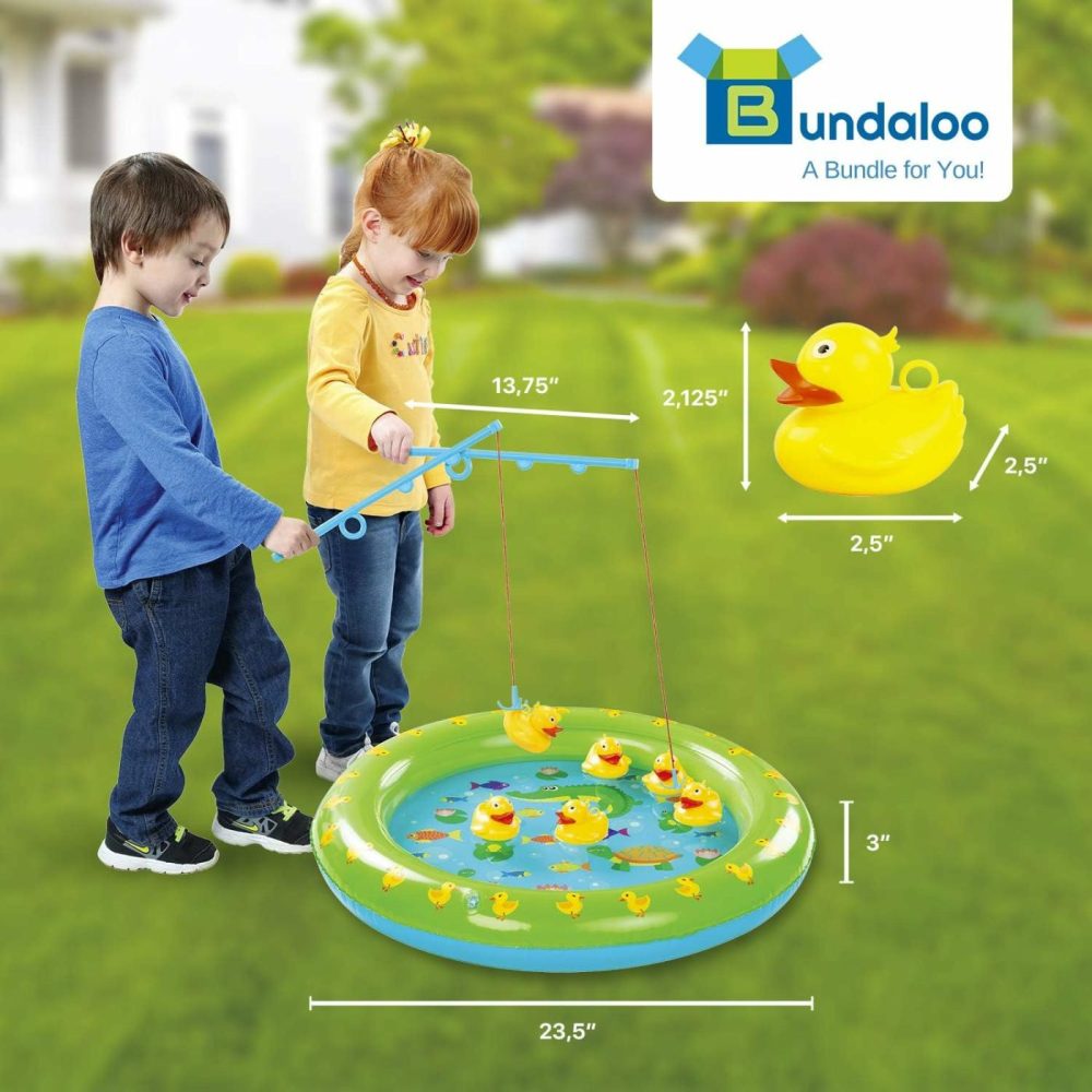 Duck Fishing Game Contest – Fun Carnival Game And Outdoor Party Toy For Kids – Inflatable Pond  2 Rope Fishing Poles With Hooks  6 Floating Ducks  |  Bath Toys All Toys Bath Toys