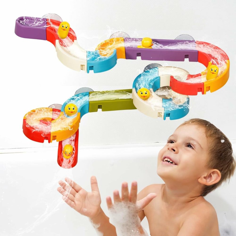 Duck Slide Bath Toys For Kids Ages 4-8  Wall Track Building Set 3+ Year Old  Fun Diy Kit Bathtub Time Birthday Gift For Toddler Boys & Girls (34 Pcs)  |  Bath Toys All Toys Bath Toys