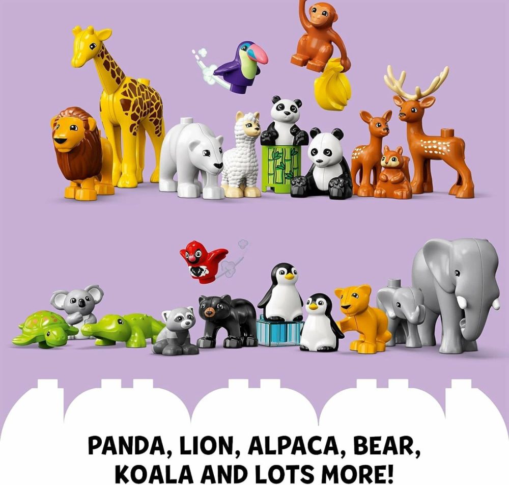 Duplo Wild Animals Of The World Toy 10975  With 22 Animal Figures  Sounds And World Map Playmat  Educational Animal Building Kit  Learning Toy  Gift For Toddlers  Girls  Boys 2-5 Year Old  |  Sorting & Stacking Toys All Toys Multicolor