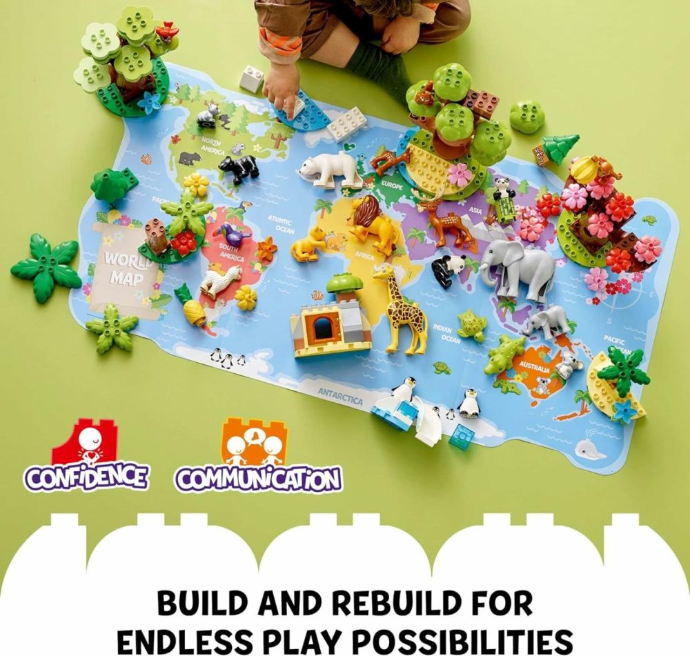 Duplo Wild Animals Of The World Toy 10975  With 22 Animal Figures  Sounds And World Map Playmat  Educational Animal Building Kit  Learning Toy  Gift For Toddlers  Girls  Boys 2-5 Year Old  |  Sorting & Stacking Toys All Toys Multicolor