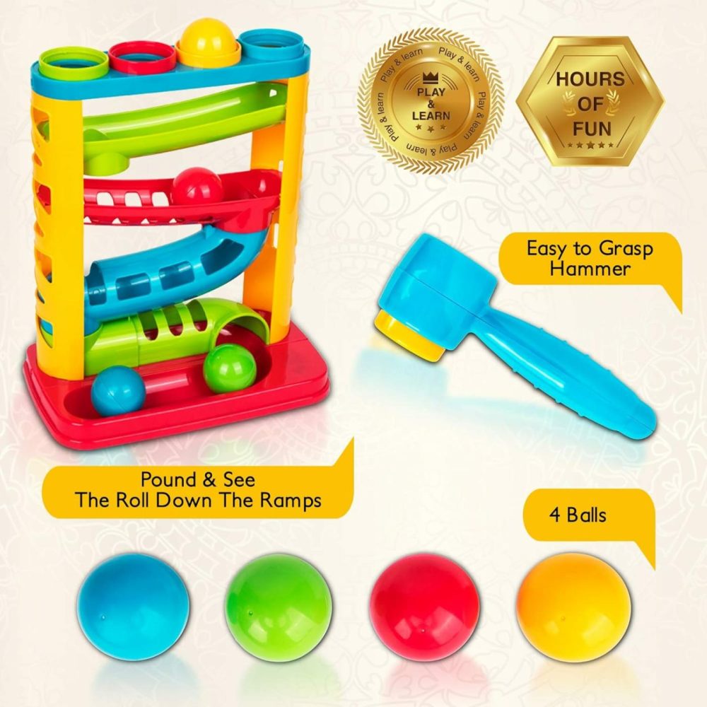 Durable Pound A Ball Toys For Toddler  Stacking  Learning  Active  Early Developmental Hammer Montessori Toys  Fun Gifts For Boy & Girl – Stem Educational Toy – Great Birthday Gift Ages 1 2 3  |  Hammering & Pounding Toys All Toys Hammering & Pounding Toys