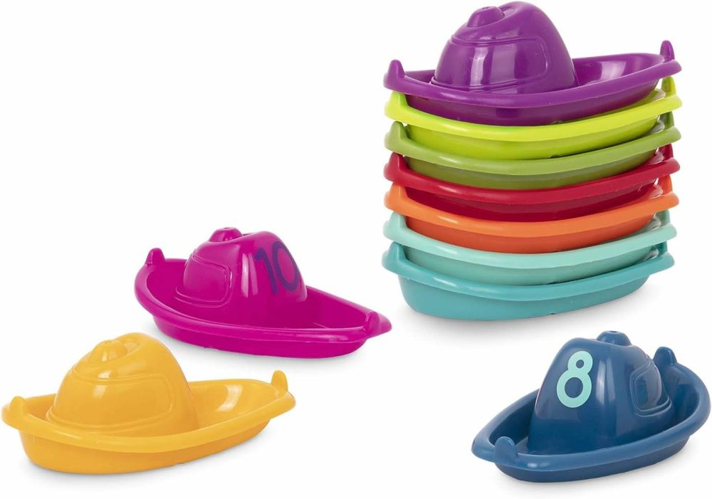 – 10 Bath Boats – Numbered & Stackable Bathtime Toys – Floating Toy Boats For The Bath  Pool  Beach – Educational Toys – 6 Months + – Stackin’ Boats  |  Bath Toys All Toys Bath Toys