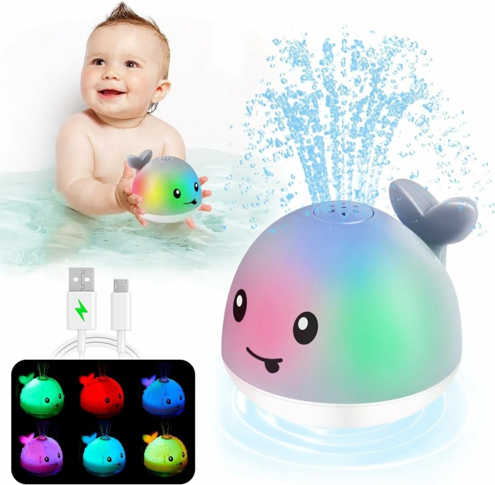 【2024 Upgraded】Baby Bath Toys  Rechargeable Whale Bath Toy Sprinkler  Light Up Bath Toys For Toddlers 1-3  Baby 6-12 12-18 Months Bathtub Fountain Spray Water Toy  Baby Birthday Shower 1 2 3 4 5 Gifts  |  Bath Toys All Toys Bath Toys