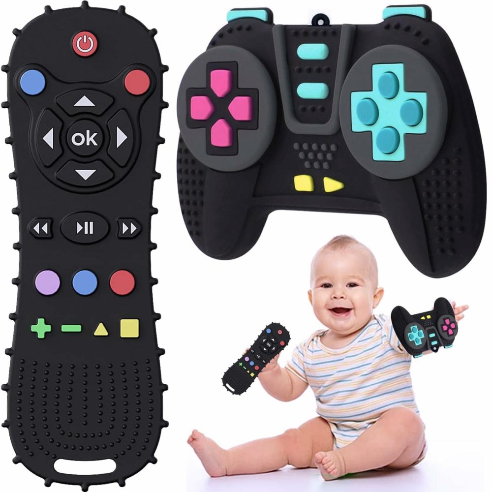 【Bpa Free,Cpc-Certified】 2 Pack Silicone Remote Control And Game Controller Teething Toys For Baby 3-12 Months  Silicone Chew Toys Baby Teether Toys For Toddlers  Boys  Girls  Baby’s Gift  |  Teethers All Toys Teethers