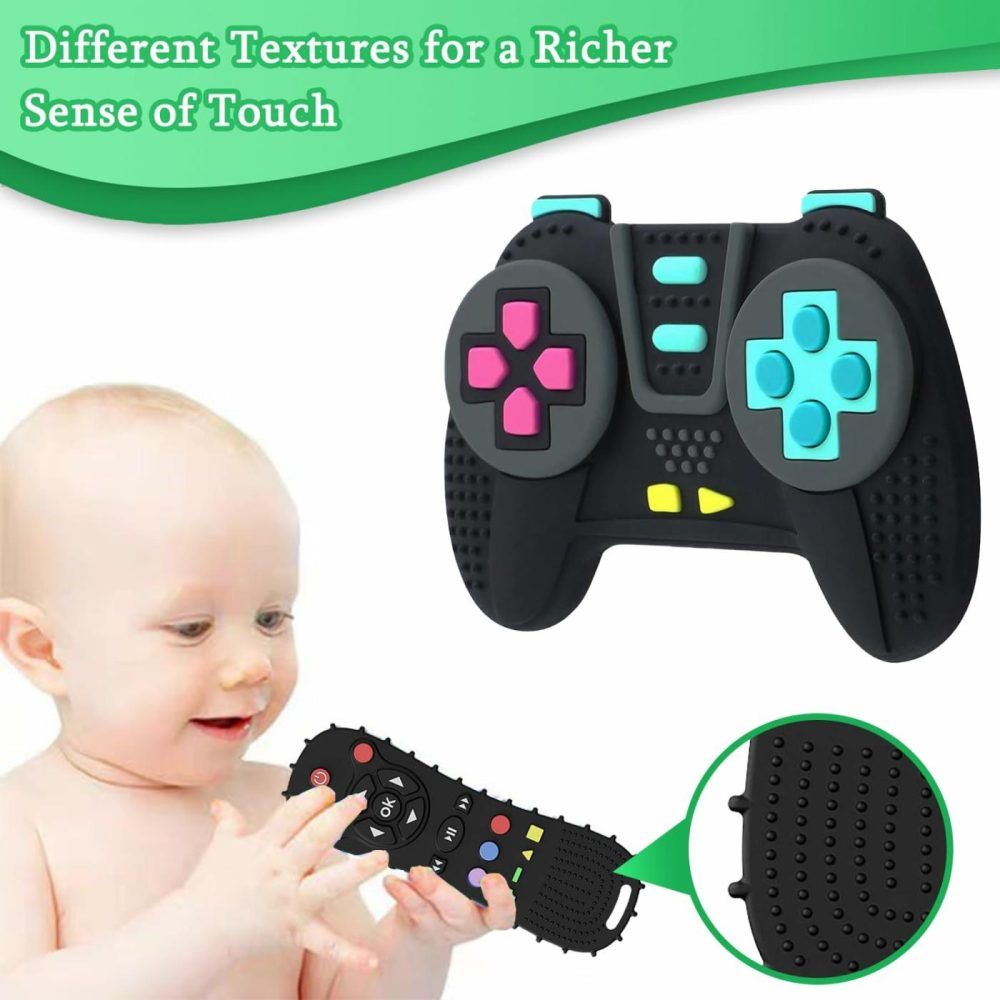 【Bpa Free,Cpc-Certified】 2 Pack Silicone Remote Control And Game Controller Teething Toys For Baby 3-12 Months  Silicone Chew Toys Baby Teether Toys For Toddlers  Boys  Girls  Baby’s Gift  |  Teethers All Toys Teethers