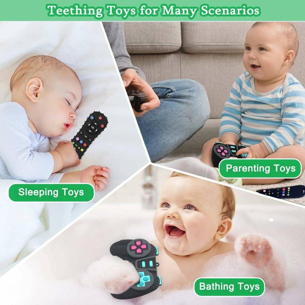 【Bpa Free,Cpc-Certified】 2 Pack Silicone Remote Control And Game Controller Teething Toys For Baby 3-12 Months  Silicone Chew Toys Baby Teether Toys For Toddlers  Boys  Girls  Baby’s Gift  |  Teethers All Toys Teethers