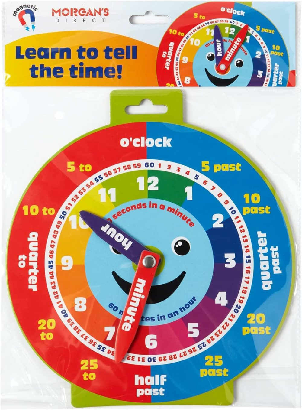 Early Learning Education Clock Moveable Hands Smiley Face Magnetic. – Easy To Use And To Learn For Young Children As Well As Durable And Portable.  |  Teaching Clocks All Toys Teaching Clocks