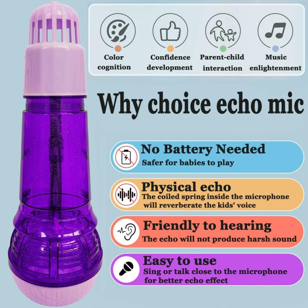 Echo Mic For Kids And Toddlers Durable And Lightweight Music Singing Toys Speech Therapy Feedback Toy  Fun Supplies For Birthday  Picnic  Bbq  Holiday  Party( No Battery Needed  Purple )  |  Musical Toys All Toys Purple