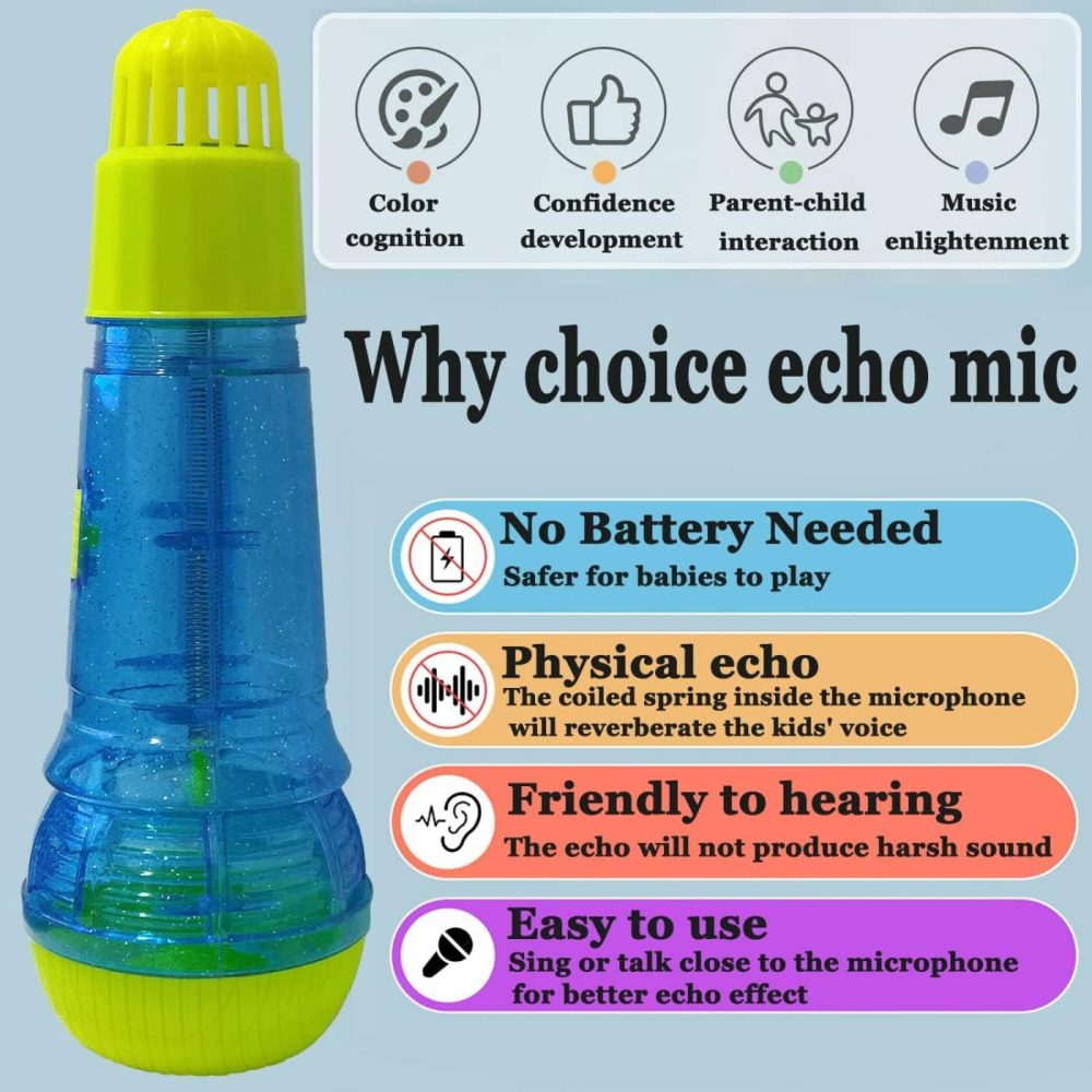 Echo Mic For Kids Lightweight Music Singing Toys Speech Therapy Feedback Toy  Fun Supplies For Birthday  Picnic  Bbq  Holiday Party(No Battery Needed) (Bule)  |  Musical Toys All Toys Blue