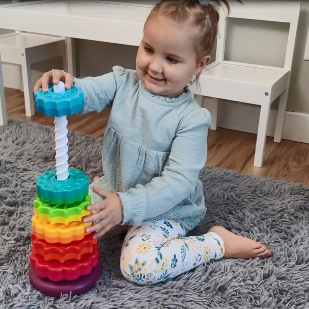 Educational Spinning Stacking Toys  Rainbow Stacking Rings Baby Toy  Toddlers Toys Montessori Sensory Learning Toy For Girls And Boys Spin Wheel Toys For 1-3 Year Old  |  Sorting & Stacking Toys All Toys Sorting & Stacking Toys