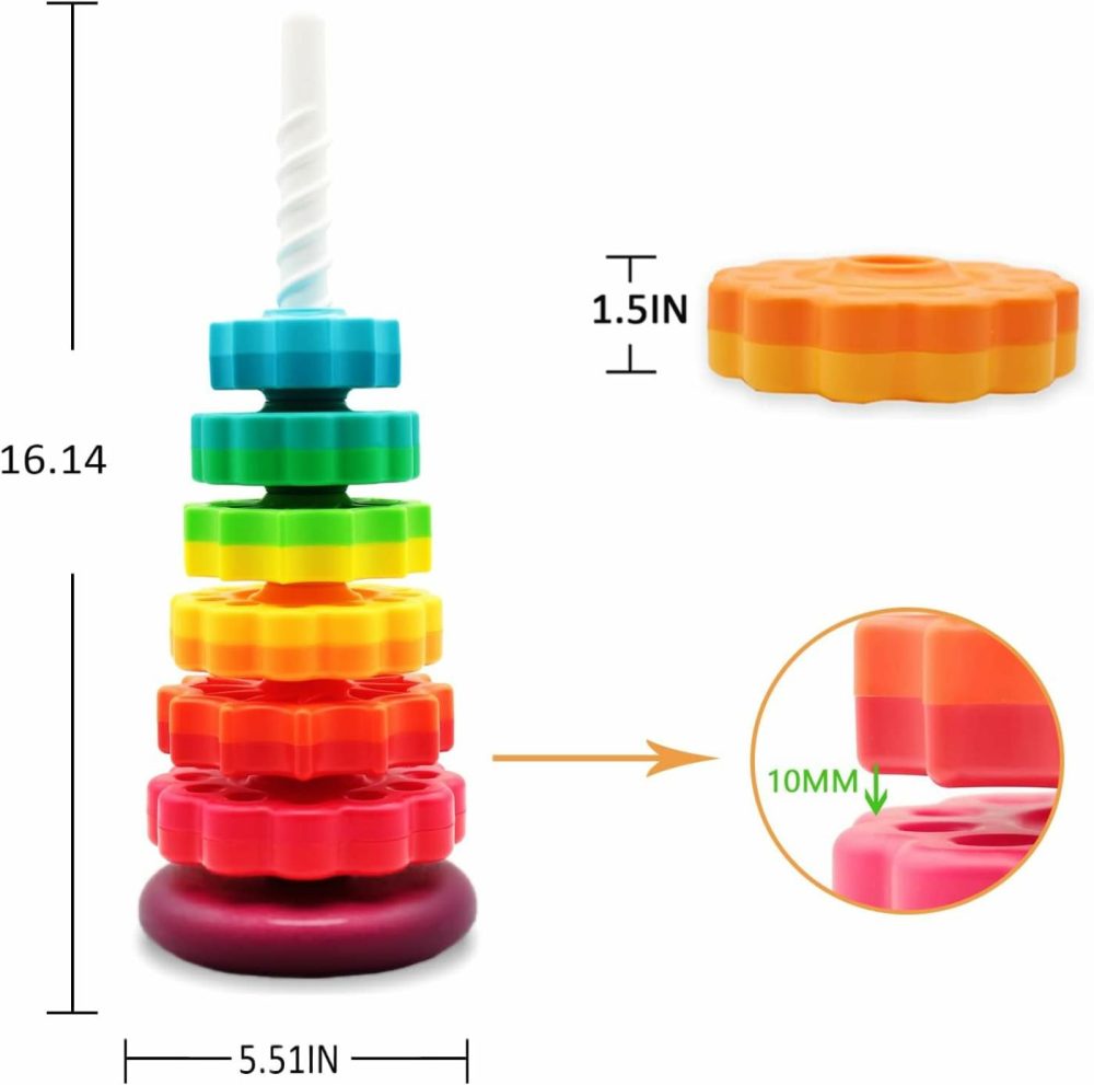 Educational Spinning Stacking Toys  Rainbow Stacking Rings Baby Toy  Toddlers Toys Montessori Sensory Learning Toy For Girls And Boys Spin Wheel Toys For 1-3 Year Old  |  Sorting & Stacking Toys All Toys Sorting & Stacking Toys