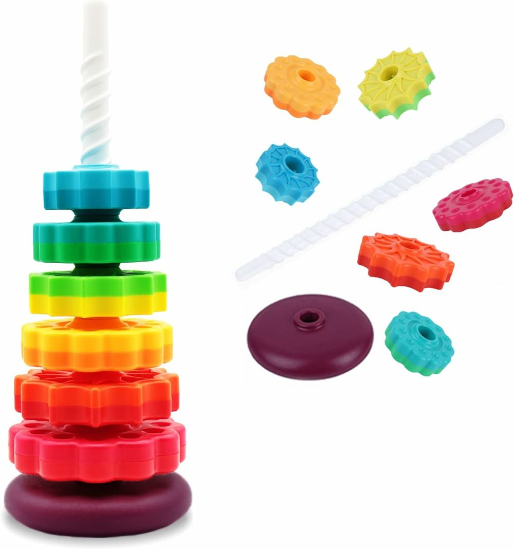 Educational Spinning Stacking Toys  Rainbow Stacking Rings Baby Toy  Toddlers Toys Montessori Sensory Learning Toy For Girls And Boys Spin Wheel Toys For 1-3 Year Old  |  Sorting & Stacking Toys All Toys Sorting & Stacking Toys