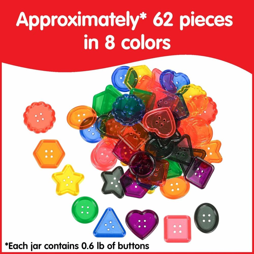 Edx Education Transparent Large Buttons – Mini Jar Set Of 60 – Light Box Accessory – Sensory And Fine Motor Skill Development – Math Manipulative – For Ages 18M+  |  Sorting & Stacking Toys All Toys Sorting & Stacking Toys