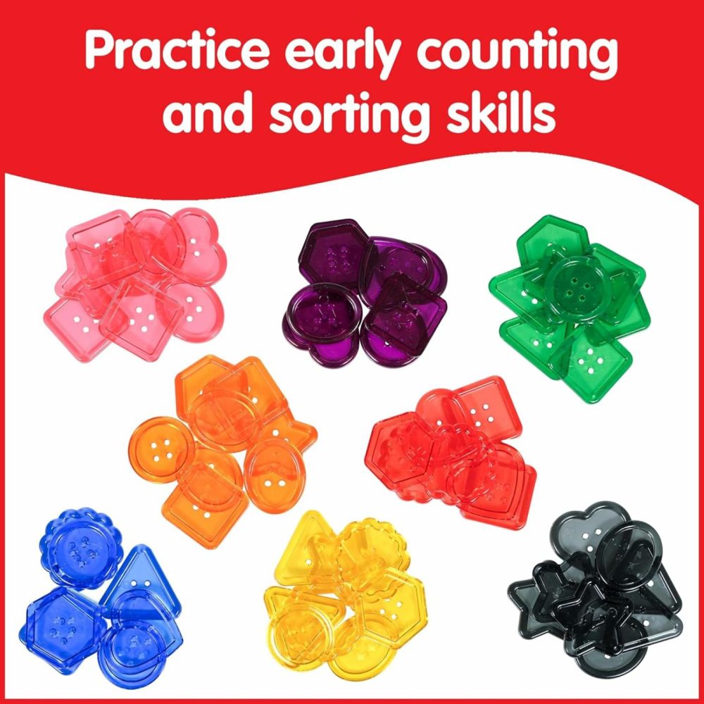 Edx Education Transparent Large Buttons – Mini Jar Set Of 60 – Light Box Accessory – Sensory And Fine Motor Skill Development – Math Manipulative – For Ages 18M+  |  Sorting & Stacking Toys All Toys Sorting & Stacking Toys