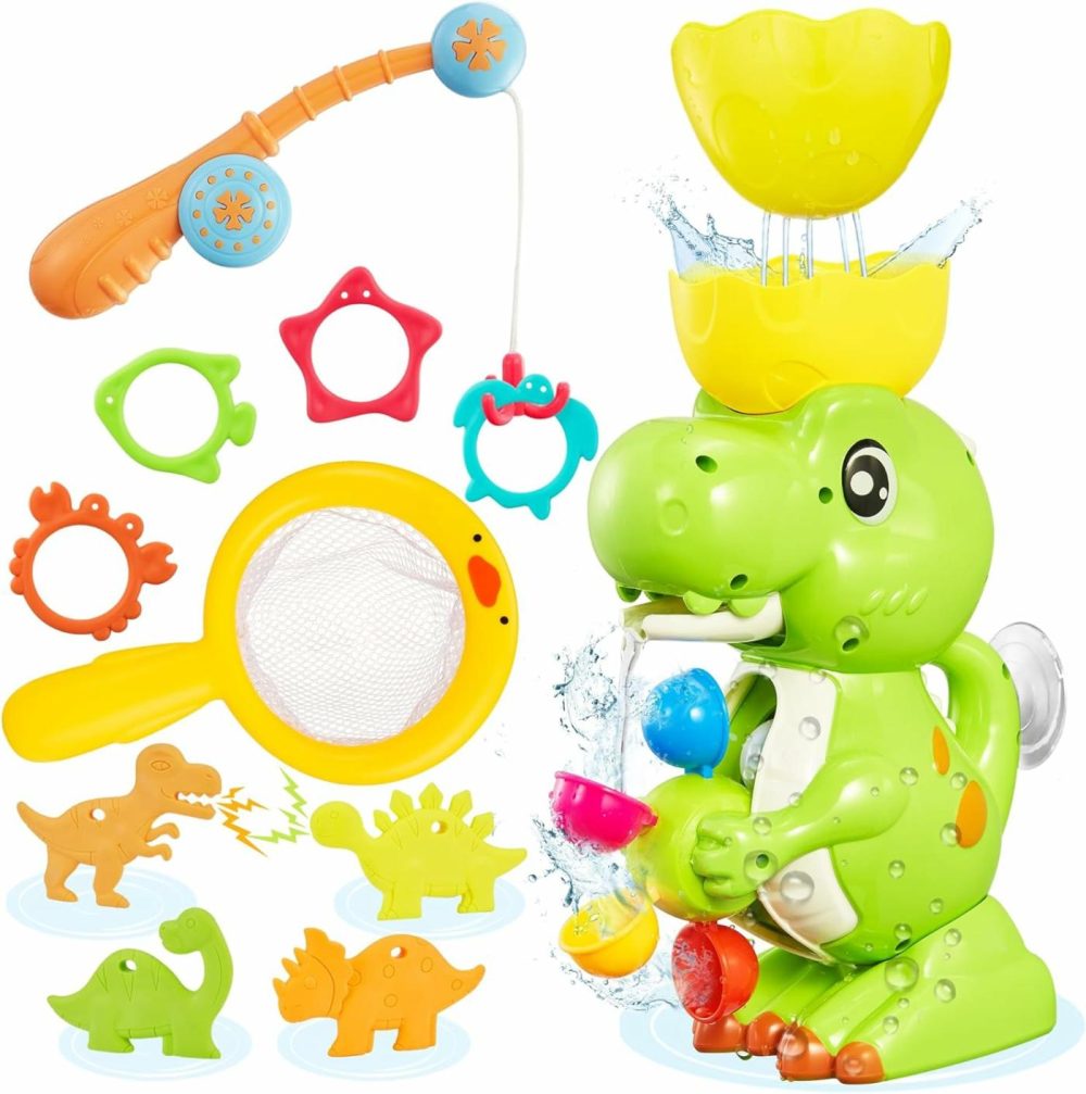 Ekueasyku Dinosaur Bath Toys With Colorful Whirling Wheel And Fishing Games For Kids Toddlers Bathtub Bath Time Toy  Color  Sound  Movement  |  Bath Toys All Toys Bath Toys