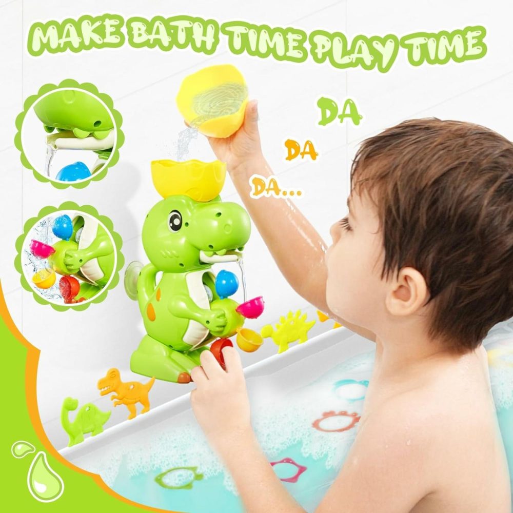 Ekueasyku Dinosaur Bath Toys With Colorful Whirling Wheel And Fishing Games For Kids Toddlers Bathtub Bath Time Toy  Color  Sound  Movement  |  Bath Toys All Toys Bath Toys