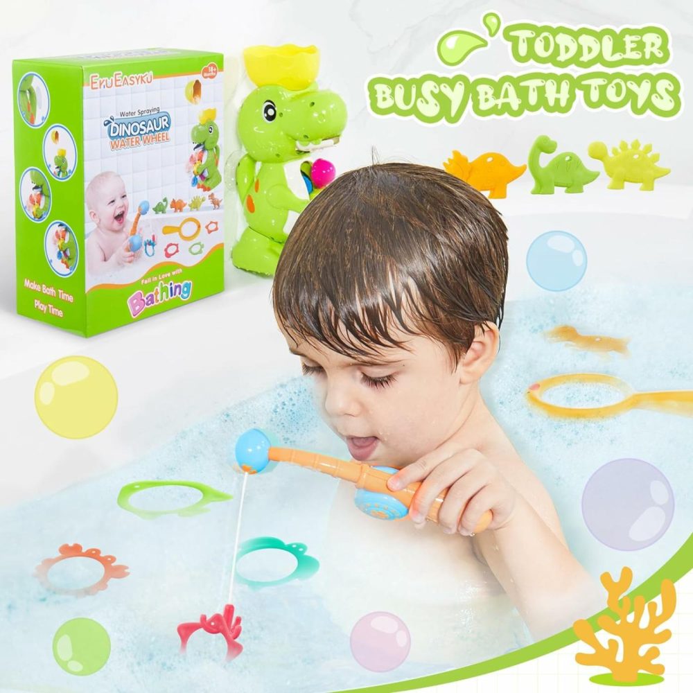 Ekueasyku Dinosaur Bath Toys With Colorful Whirling Wheel And Fishing Games For Kids Toddlers Bathtub Bath Time Toy  Color  Sound  Movement  |  Bath Toys All Toys Bath Toys