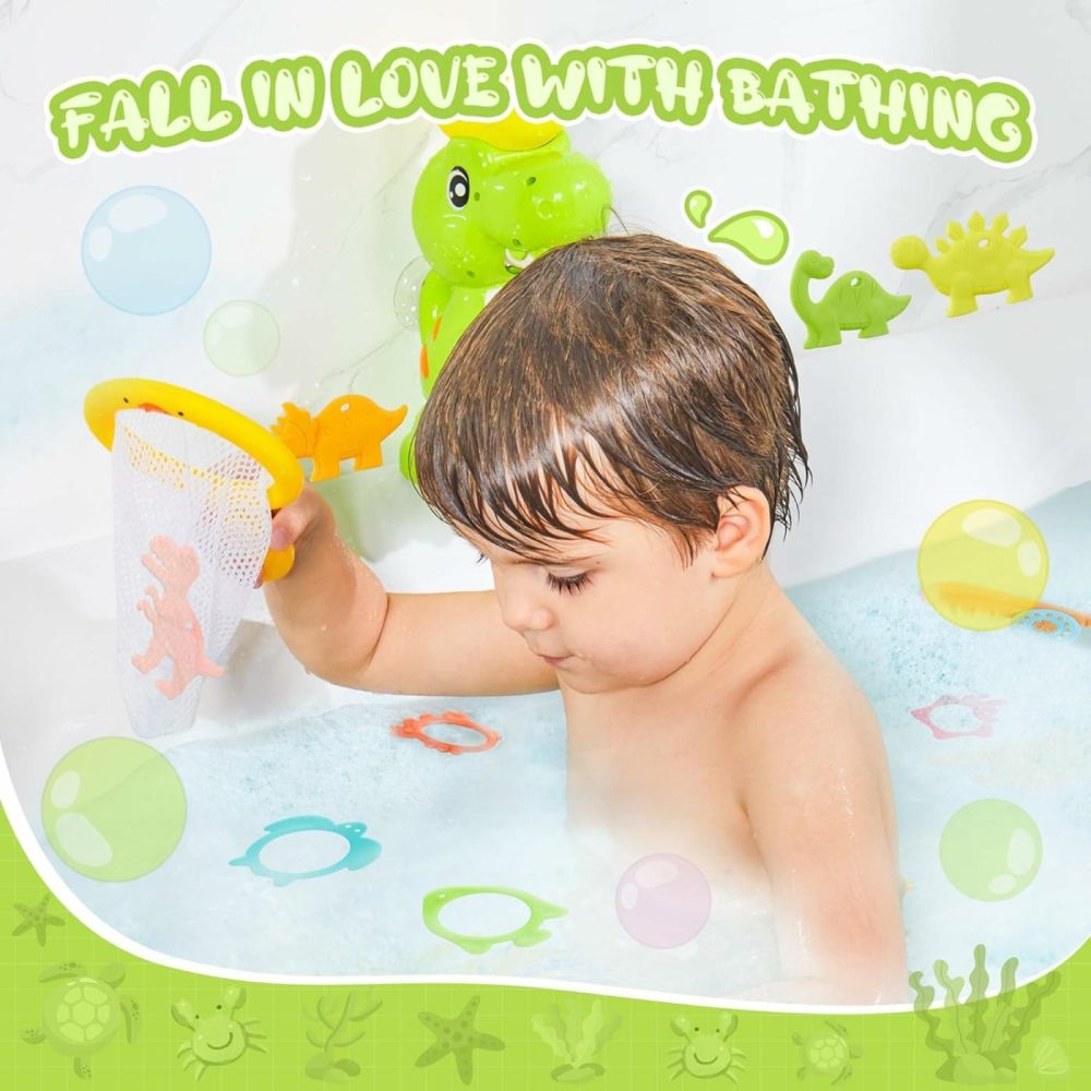 Ekueasyku Dinosaur Bath Toys With Colorful Whirling Wheel And Fishing Games For Kids Toddlers Bathtub Bath Time Toy  Color  Sound  Movement  |  Bath Toys All Toys Bath Toys