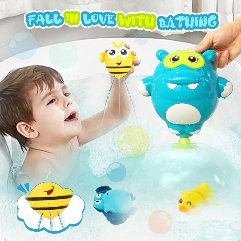 Ekueasyku Hippo Bath Toys With Burger Stacking Cups For Toddlers Emotion  Letter Learning Bath Time Swimming Duck Crab Bathtub Toy  |  Bath Toys All Toys Bath Toys