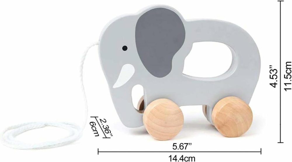 (Elephant) –  Elephant Wooden Push And Pull Toddler Toy,Grey  |  Push & Pull Toys All Toys Push & Pull Toys