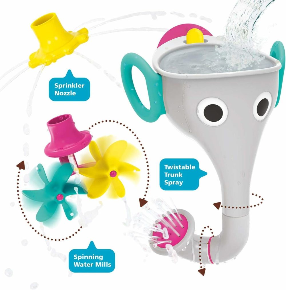 Elephant Trunk Funnel Baby Bath Toy – Funelefun Fill ‘N’ Sprinkle – Fun And Imaginative Play With 3 Interchangeable Trunk Accessories For Ages 18M+ (Grey)  |  Bath Toys All Toys Bath Toys