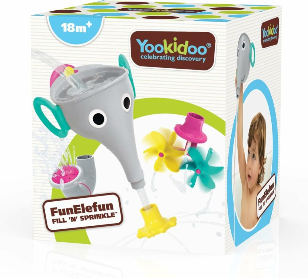 Elephant Trunk Funnel Baby Bath Toy – Funelefun Fill ‘N’ Sprinkle – Fun And Imaginative Play With 3 Interchangeable Trunk Accessories For Ages 18M+ (Grey)  |  Bath Toys All Toys Bath Toys