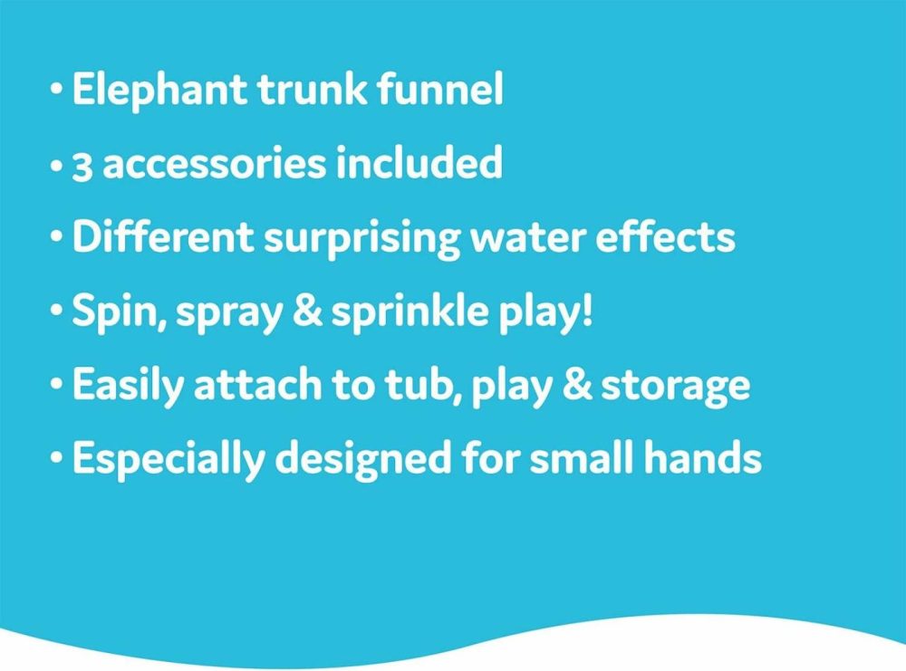 Elephant Trunk Funnel Baby Bath Toy – Funelefun Fill ‘N’ Sprinkle – Fun And Imaginative Play With 3 Interchangeable Trunk Accessories For Ages 18M+ (Grey)  |  Bath Toys All Toys Bath Toys