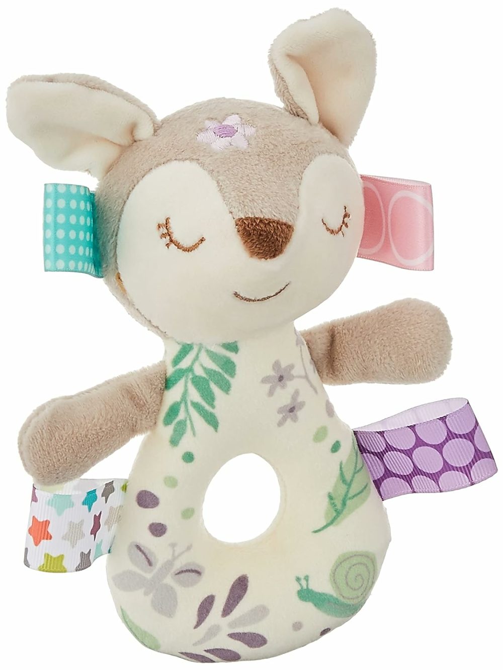 Embroidered Soft Ring Rattle  Flora Fawn  |  Rattles & Plush Rings All Toys Flora Fawn