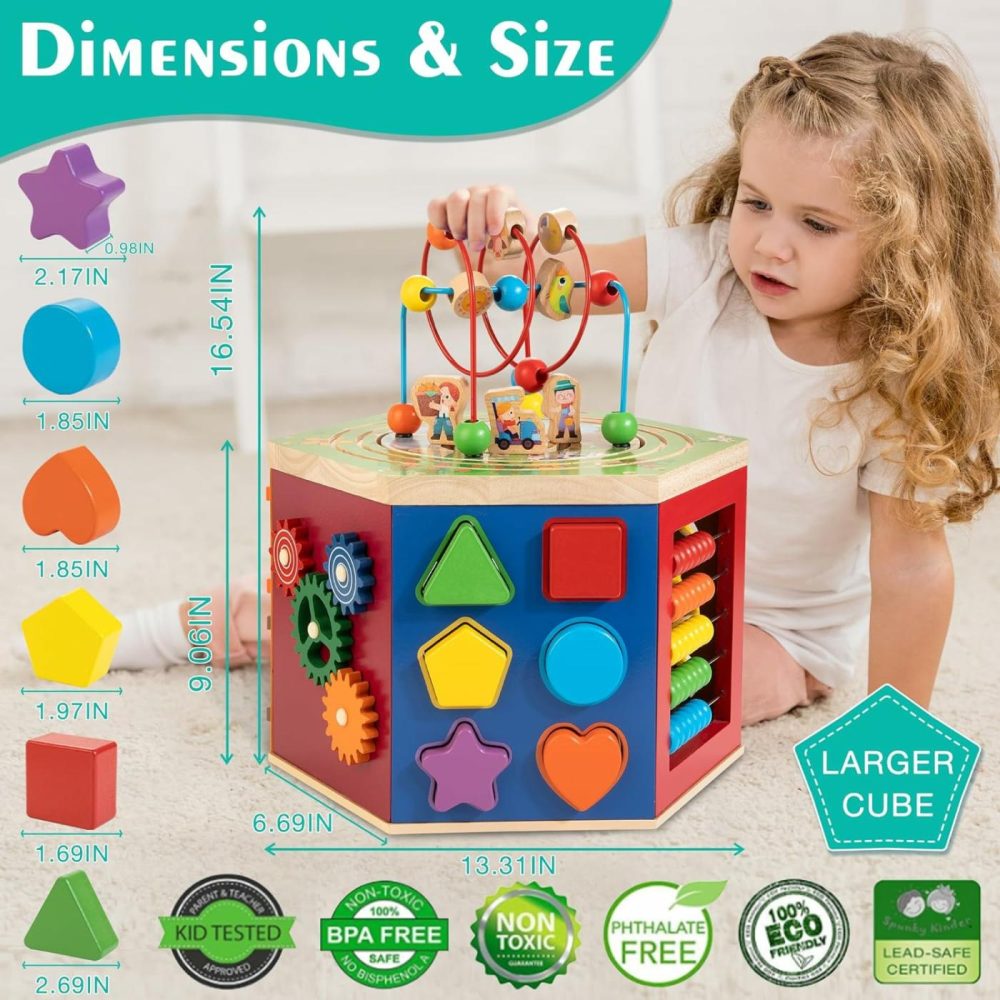 Farm Animal Activity Cube  9-In-1 Wooden Montessori Toddler Toys  One Year Old First Birthday Gift  Baby Toy Set Including Magnetic Trains & Shape Sorter  |  Activity Cubes Activity Cubes Activity Cubes