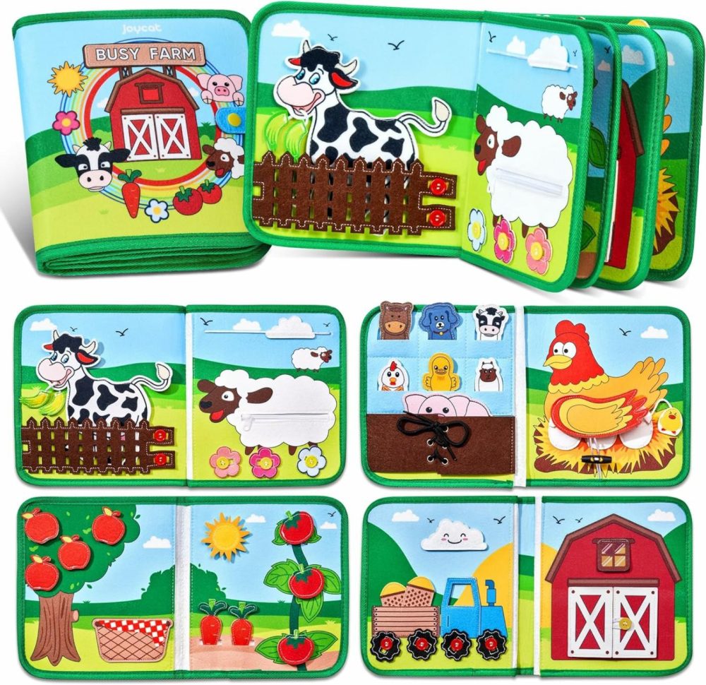 Farm Animal Busy Book For Toddlers Montessori Busy Board For 1 2 3 4 Year Old Boy Girl Birthday Gift – Quiet Activity Book With Life Skills  Cognition  Sorting  Matching – Autism Sensory Toy  |  Sorting & Stacking Toys All Toys Sorting & Stacking Toys