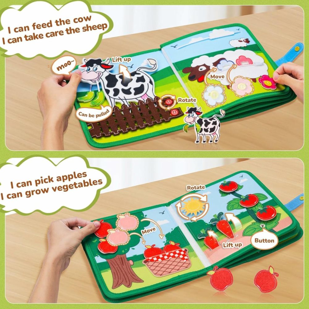 Farm Animal Busy Book For Toddlers Montessori Busy Board For 1 2 3 4 Year Old Boy Girl Birthday Gift – Quiet Activity Book With Life Skills  Cognition  Sorting  Matching – Autism Sensory Toy  |  Sorting & Stacking Toys All Toys Sorting & Stacking Toys